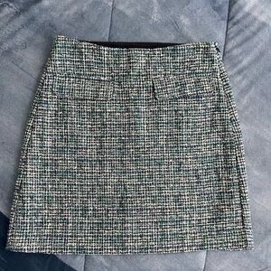 LOFT White and Blue Tweed Mini Skirt